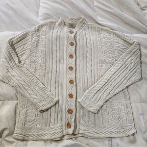 L.L. Bean Women's Cream Textured Cardigan Size M